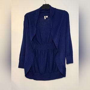 Frenchi Blue Open Cardigan with Cinched Waist